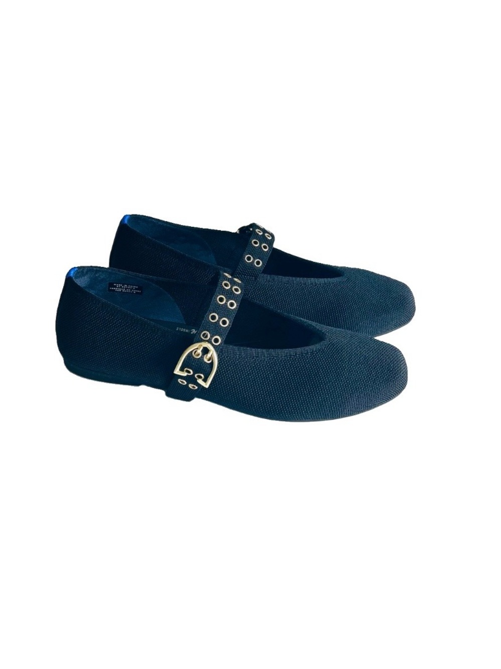 New Rothy’s Black Textile Rubber Outsole Mary Jane Square Toe Flats size 10.5